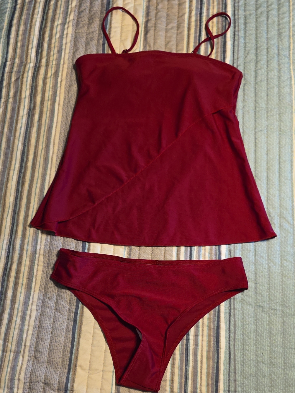 Burgundy Two-Piece Tankini Swim Set